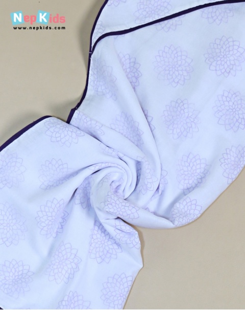 Purple Star 3 Layer Multi-purpose Hooded Swaddle With Purple Piping