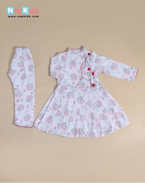 Falling Flower Dhaka Dress Set - For Special Occasion